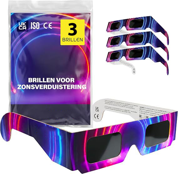 Zonsverduisteringsbril - Eclips bril - ISO 12312-2 en CE gecertificeerd - 3 stuks